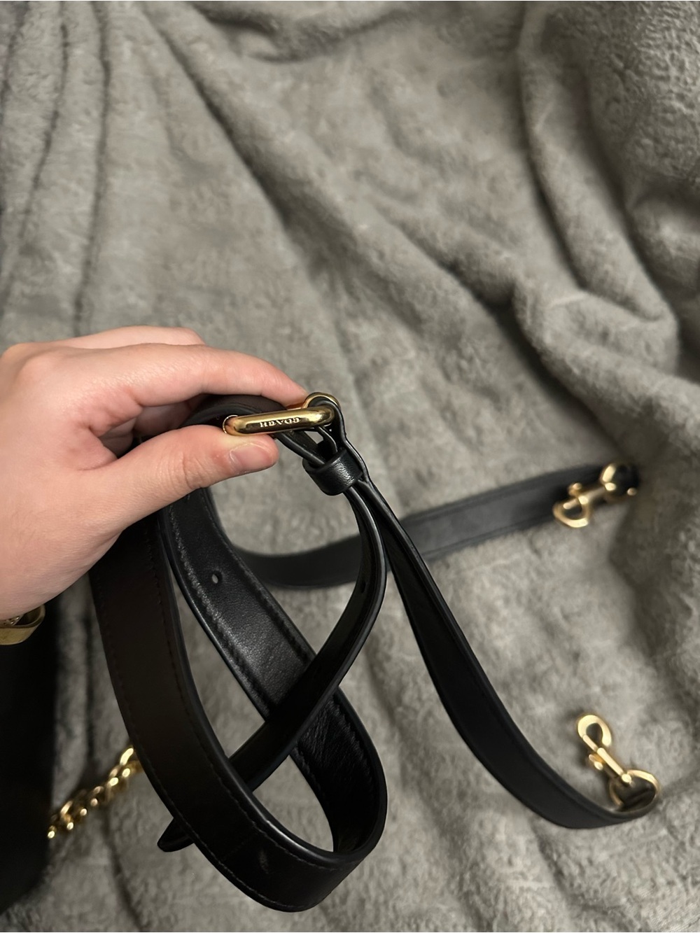 Coach Black Quilted Leather Crossbody with Gold Chain - Picture 11 of 12